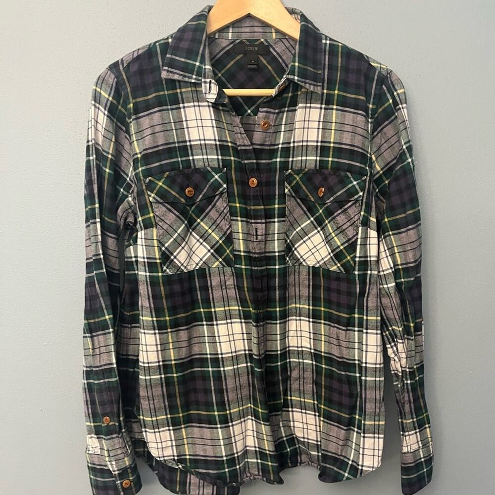 J. Crew Green and Black Plaid Button Down Shirt